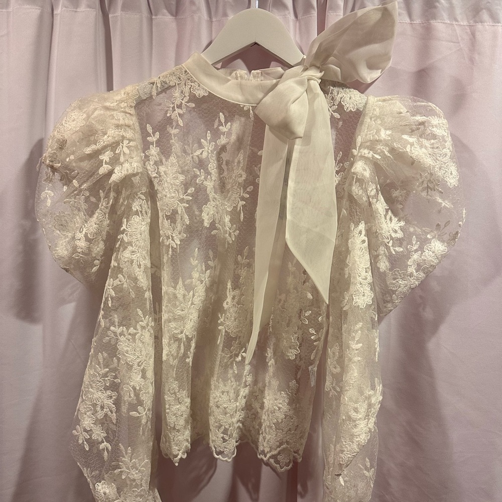 White Lace Top with Bow